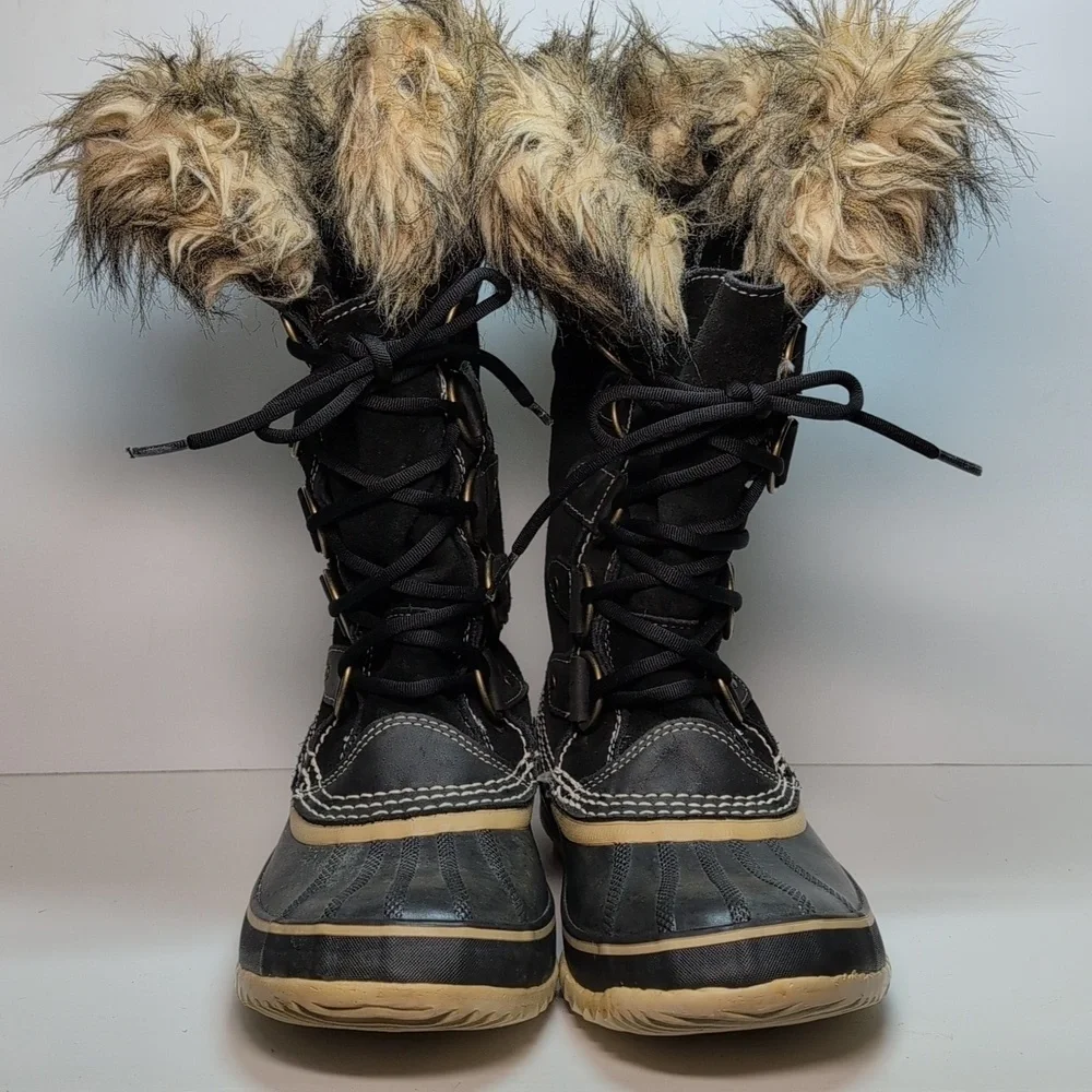 Sorel Joan of Arctic waterproof black suede winter boots womans size 9 EU 41.5